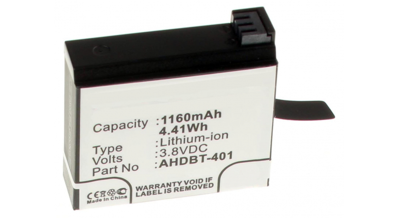 Аккумуляторные батареи для фотоаппаратов и видеокамер GoPro Hero 4 BlackЕмкость (mAh): 1160. Напряжение (V): 3,8