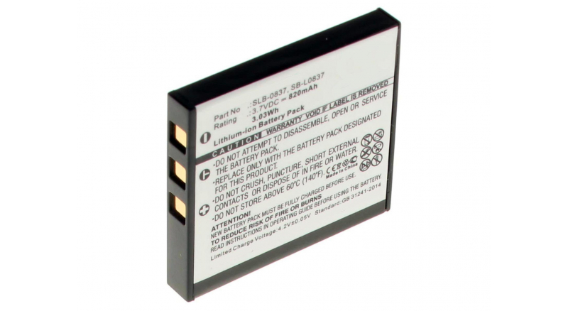 Аккумуляторная батарея SLB-0837 для фотоаппаратов и видеокамер Konica. Артикул iB-F395.Емкость (mAh): 820. Напряжение (V): 3,7