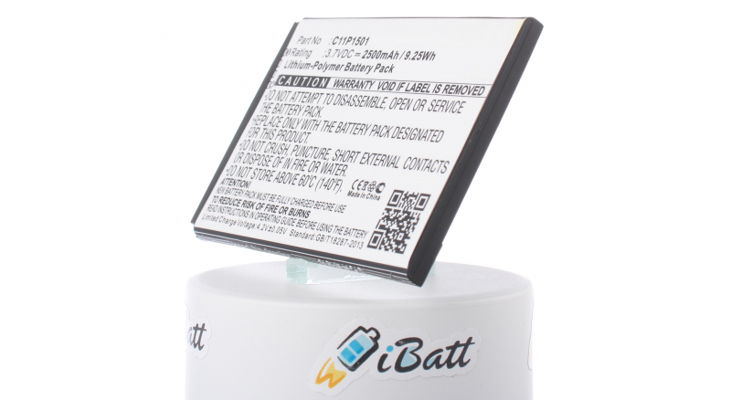 Аккумуляторная батарея C11P1501 для телефонов, смартфонов Asus. Артикул iB-M977.Емкость (mAh): 2500. Напряжение (V): 3,7