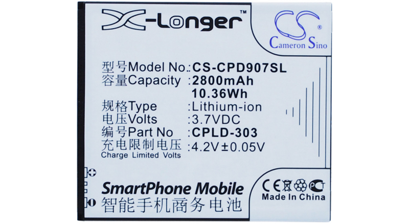Аккумуляторная батарея iBatt iB-M1639 для телефонов, смартфонов CoolpadЕмкость (mAh): 2800. Напряжение (V): 3,7