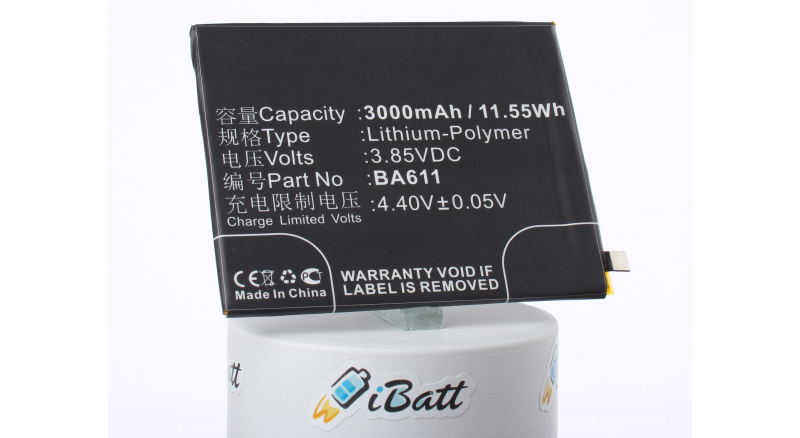 Аккумуляторная батарея iBatt iB-M2236 для телефонов, смартфонов MeizuЕмкость (mAh): 3000. Напряжение (V): 3,85
