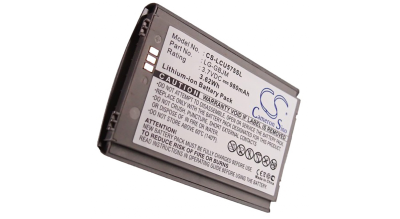 Аккумуляторная батарея для телефона, смартфона LG TU575. Артикул iB-M1349.Емкость (mAh): 980. Напряжение (V): 3,7