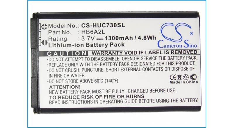 Аккумуляторная батарея для телефона, смартфона Huawei C2823. Артикул iB-M2012.Емкость (mAh): 1300. Напряжение (V): 3,7