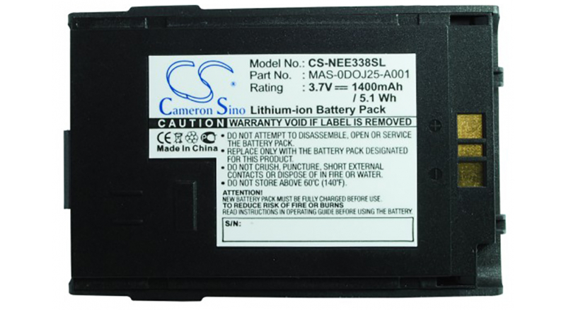 Аккумуляторная батарея MAS-0DOJ25-A001 для телефонов, смартфонов NEC. Артикул iB-M2357.Емкость (mAh): 1400. Напряжение (V): 3,7