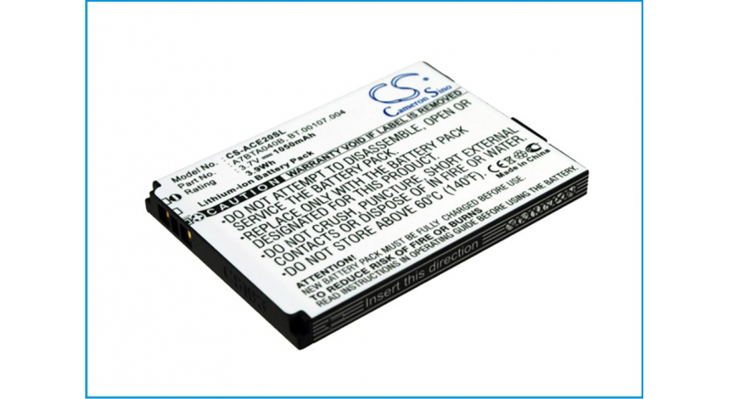 Аккумуляторная батарея iBatt iB-M1191 для телефонов, смартфонов AcerЕмкость (mAh): 1050. Напряжение (V): 3,7