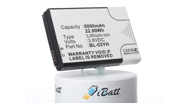 Аккумуляторная батарея iBatt iB-M719 для телефонов, смартфонов LGЕмкость (mAh): 6000. Напряжение (V): 3,8