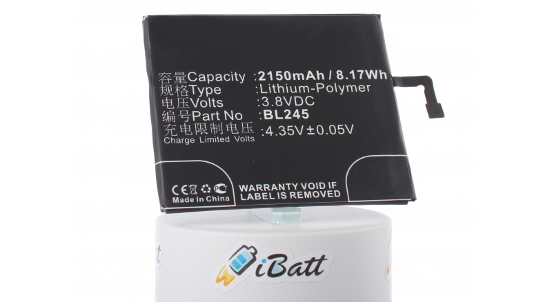 Аккумуляторная батарея iBatt iB-M960 для телефонов, смартфонов LenovoЕмкость (mAh): 2150. Напряжение (V): 3,8
