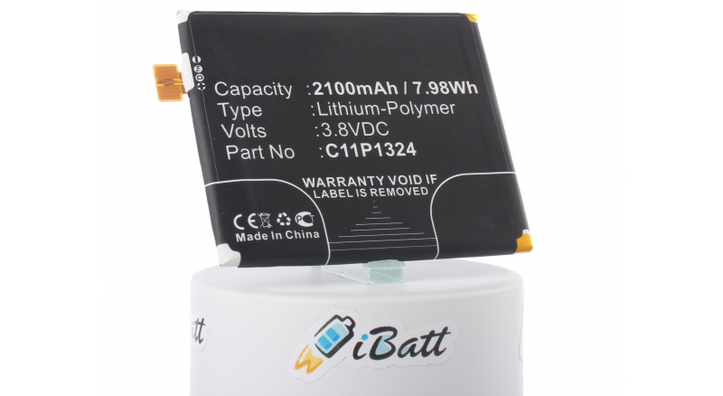 Аккумуляторная батарея C11P1324 для телефонов, смартфонов Asus. Артикул iB-M807.Емкость (mAh): 2100. Напряжение (V): 3,8
