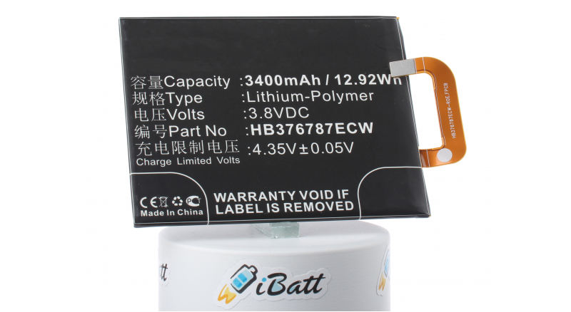 Аккумуляторная батарея iBatt iB-M1983 для телефонов, смартфонов HuaweiЕмкость (mAh): 3400. Напряжение (V): 3,8