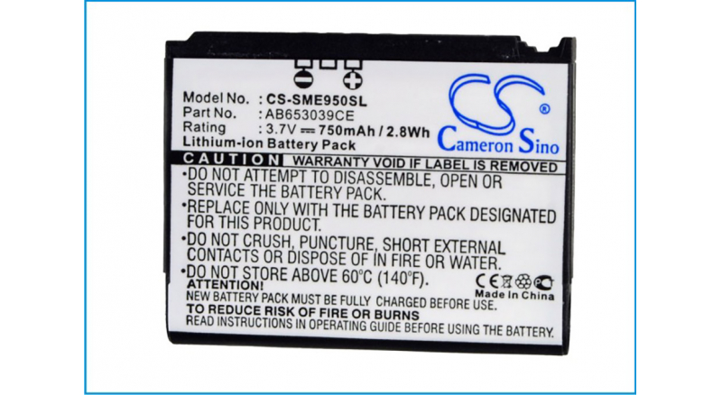 Аккумуляторная батарея AB653039CECSTD для телефонов, смартфонов Samsung. Артикул iB-M2644.Емкость (mAh): 750. Напряжение (V): 3,7