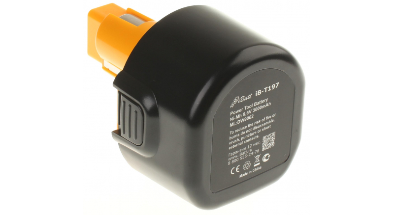 Аккумуляторная батарея DE9061 для электроинструмента DeWalt. Артикул iB-T197.Емкость (mAh): 3000. Напряжение (V): 9,6