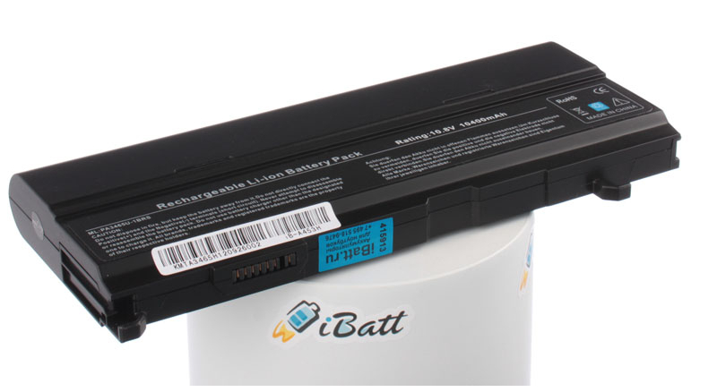 Аккумуляторная батарея iBatt iB-A453H для ноутбука ToshibaЕмкость (mAh): 10400. Напряжение (V): 10,8