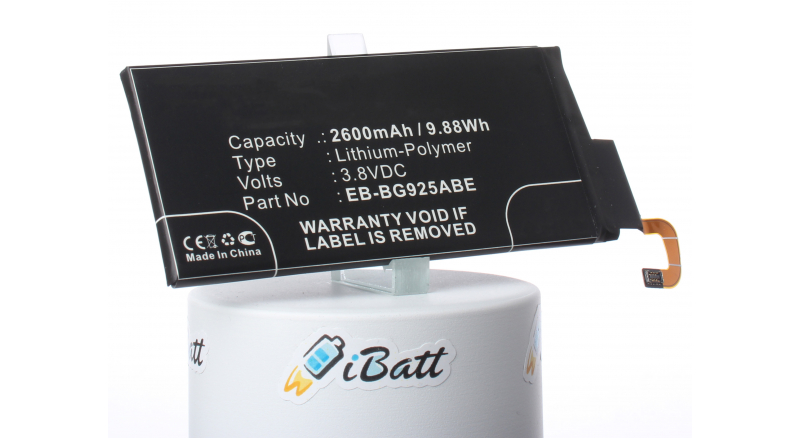 Аккумуляторная батарея EB-BG925ABA для телефонов, смартфонов Samsung. Артикул iB-M869.Емкость (mAh): 2600. Напряжение (V): 3,8