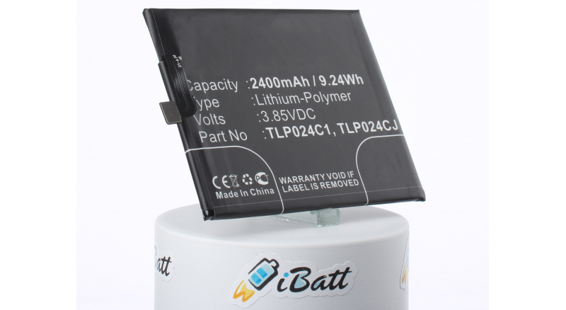 Аккумуляторная батарея TLP024CJ для телефонов, смартфонов Alcatel. Артикул iB-M1207.Емкость (mAh): 2400. Напряжение (V): 3,85