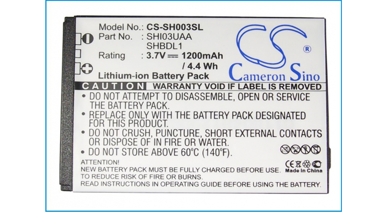 Аккумуляторная батарея для телефона, смартфона Sharp 003SH. Артикул iB-M2822.Емкость (mAh): 1200. Напряжение (V): 3,7