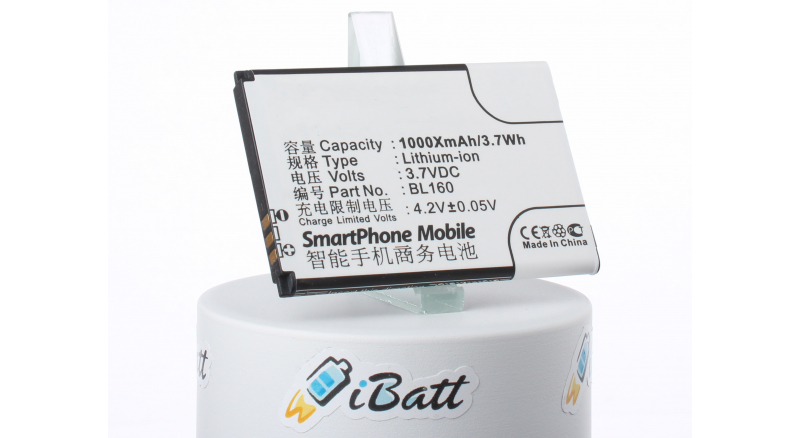 Аккумуляторная батарея iBatt iB-M2101 для телефонов, смартфонов LenovoЕмкость (mAh): 1000. Напряжение (V): 3,7