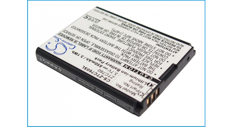 Аккумуляторная батарея CS-ZTC760SL для телефонов, смартфонов ZTE. Артикул iB-M3096.Емкость (mAh): 850. Напряжение (V): 3,7