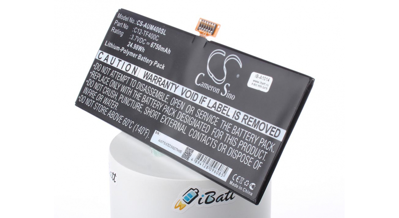 Аккумуляторная батарея для ноутбука Asus VivoTab Smart ME400C 32Gb. Артикул iB-A1014.Емкость (mAh): 6750. Напряжение (V): 3,7