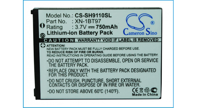 Аккумуляторная батарея для телефона, смартфона Sharp SH6228C. Артикул iB-M2816.Емкость (mAh): 750. Напряжение (V): 3,7