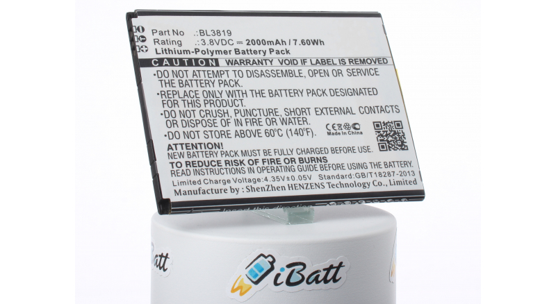 Аккумуляторная батарея iBatt iB-M1761 для телефонов, смартфонов FlyЕмкость (mAh): 2000. Напряжение (V): 3,8