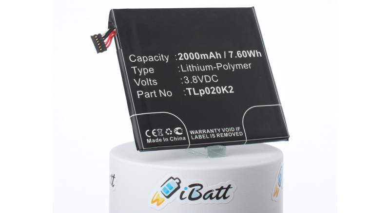 Аккумуляторная батарея iBatt iB-M1206 для телефонов, смартфонов AlcatelЕмкость (mAh): 2000. Напряжение (V): 3,8