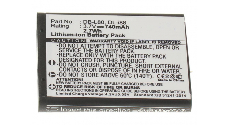 Аккумуляторная батарея iBatt iB-F227 для фотокамер и видеокамер PentaxЕмкость (mAh): 740. Напряжение (V): 3,7