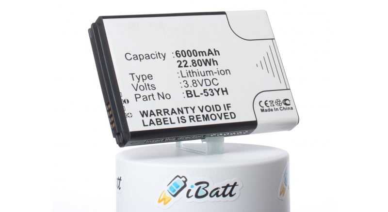 Аккумуляторная батарея iBatt iB-M720 для телефонов, смартфонов LGЕмкость (mAh): 6000. Напряжение (V): 3,8