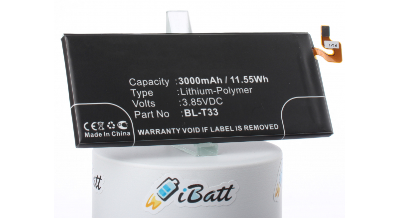 Аккумуляторная батарея BL-T33 для телефонов, смартфонов LG. Артикул iB-M2169.Емкость (mAh): 3000. Напряжение (V): 3,85