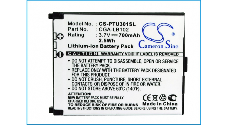 Аккумуляторная батарея CGA-LB102 для телефонов, смартфонов Panasonic. Артикул iB-M2454.Емкость (mAh): 700. Напряжение (V): 3,7