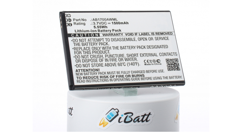Аккумуляторная батарея iBatt iB-M2532 для телефонов, смартфонов PhilipsЕмкость (mAh): 1500. Напряжение (V): 3,7