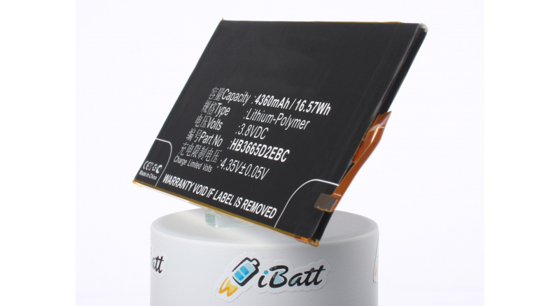 Аккумуляторная батарея iBatt iB-M1981 для телефонов, смартфонов HuaweiЕмкость (mAh): 4360. Напряжение (V): 3,8