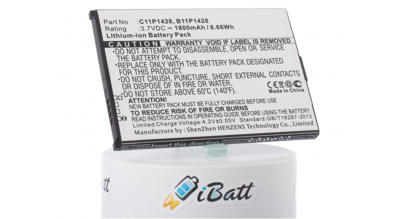 Аккумуляторная батарея C11P1428 (1CP5/51/71) для телефонов, смартфонов Asus. Артикул iB-M917.Емкость (mAh): 1800. Напряжение (V): 3,7