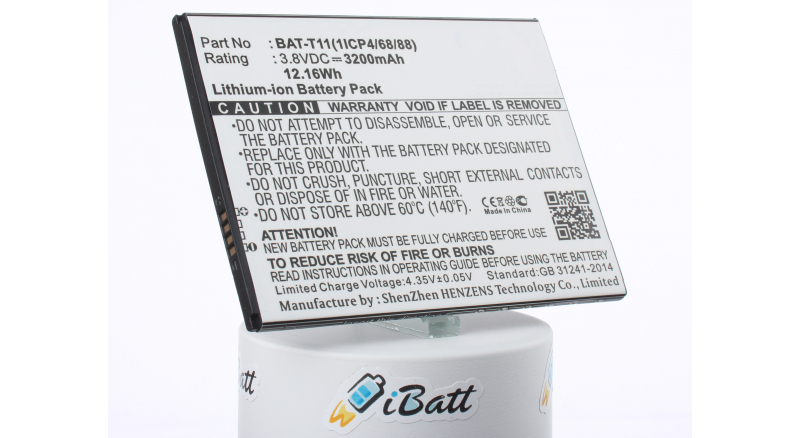Аккумуляторная батарея BAT-T11(1ICP4/68/88) для телефонов, смартфонов Acer. Артикул iB-M1196.Емкость (mAh): 3200. Напряжение (V): 3,8