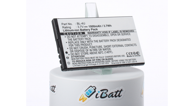 Аккумуляторная батарея BL-4U для телефонов, смартфонов BLU. Артикул iB-M1560.Емкость (mAh): 1000. Напряжение (V): 3,7