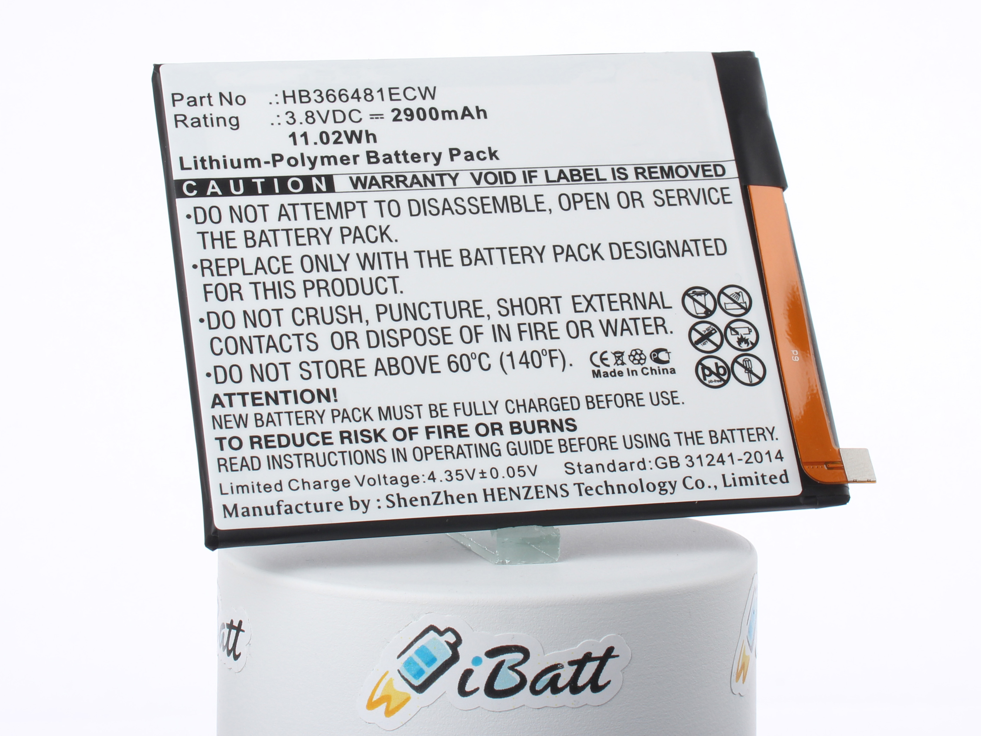 Аккумуляторная батарея HB366481ECW для телефонов, смартфонов Huawei. Артикул iB-M1980.Емкость (mAh): 2900. Напряжение (V): 3,8