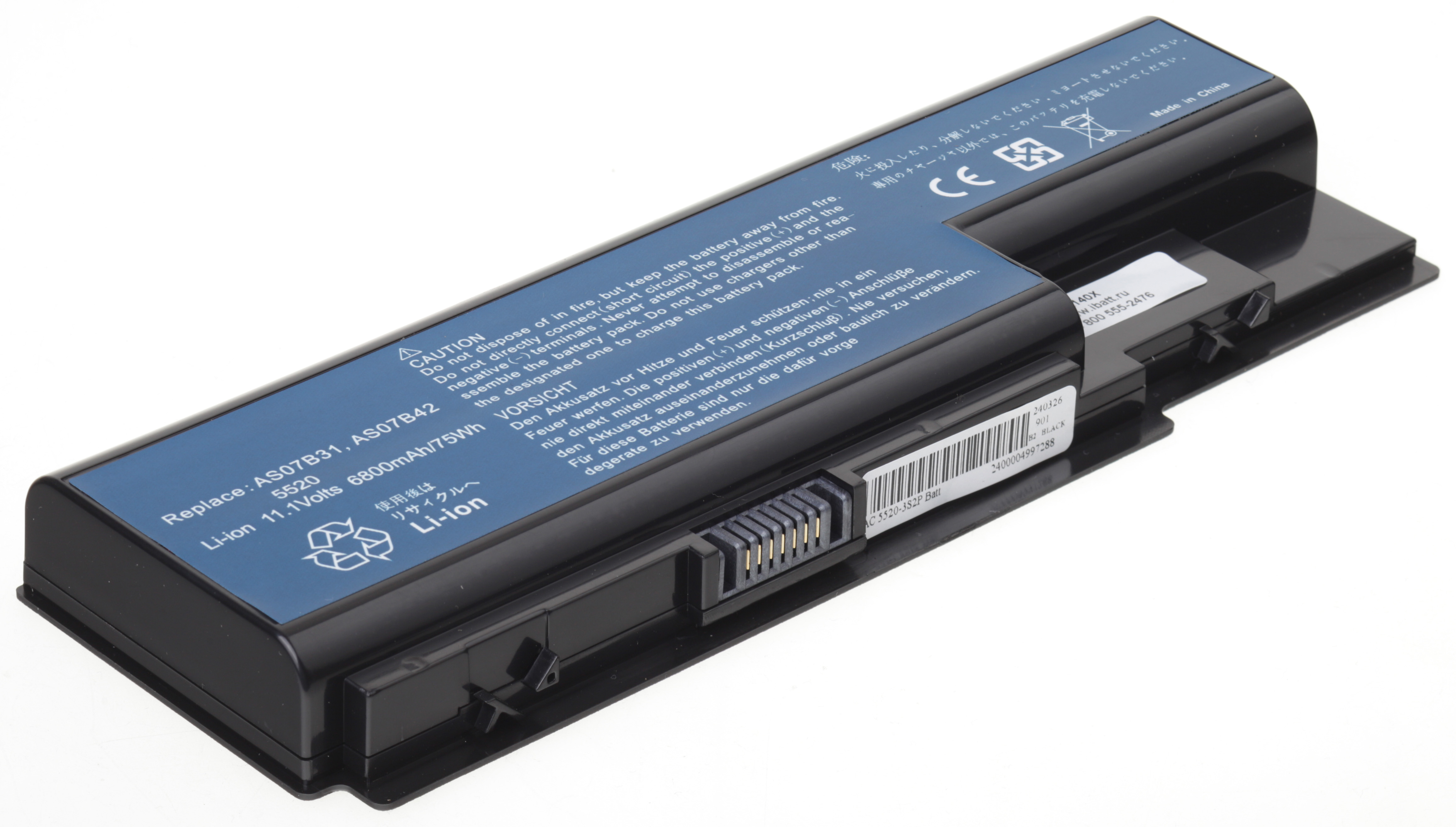 Аккумуляторная батарея iBatt iB-A140X для ноутбука AcerЕмкость (mAh): 6800. Напряжение (V): 11,1