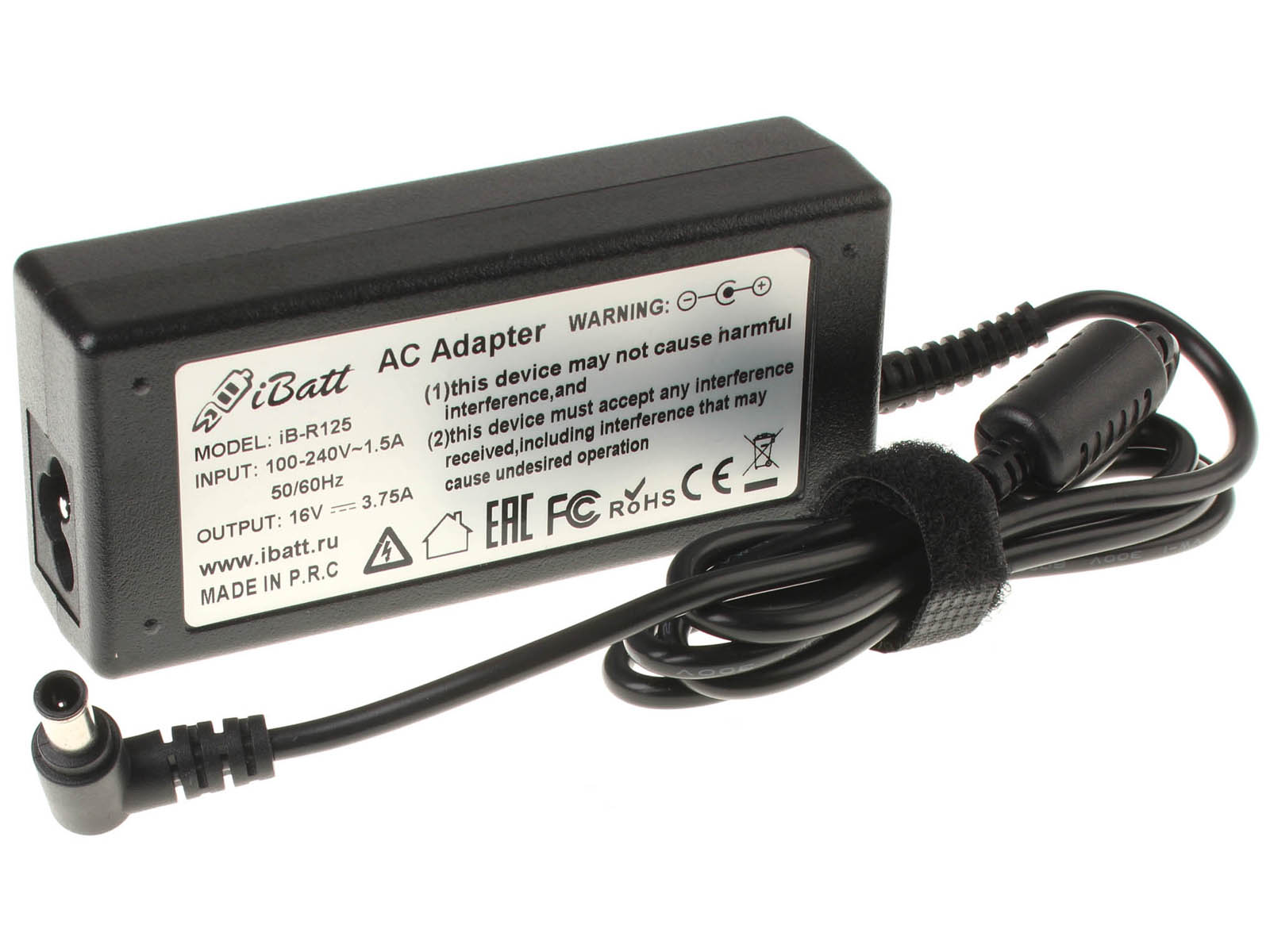 Блок питания (адаптер питания) для ноутбука Sony VAIO VGN-T30B/L. Артикул iB-R125. Напряжение (V): 16
