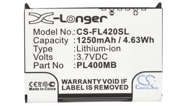 Аккумуляторная батарея CS-FL420SL для телефонов, смартфонов Fujitsu. Артикул iB-M134.Емкость (mAh): 1250. Напряжение (V): 3,7