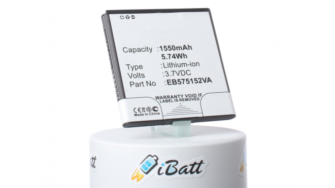 Аккумуляторная батарея iBatt iB-M1351 для телефонов, смартфонов SamsungЕмкость (mAh): 1550. Напряжение (V): 3,7