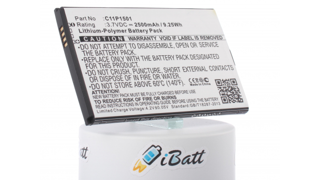 Аккумуляторная батарея C11P1501 для телефонов, смартфонов Asus. Артикул iB-M977.Емкость (mAh): 2500. Напряжение (V): 3,7