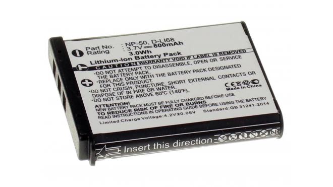 Аккумуляторная батарея D-LI68 для фотоаппаратов и видеокамер FujiFilm. Артикул iB-F398.Емкость (mAh): 800. Напряжение (V): 3,7