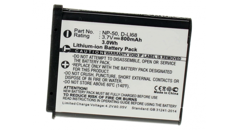 Аккумуляторная батарея NP-50A для фотоаппаратов и видеокамер Ricoh. Артикул iB-F398.Емкость (mAh): 800. Напряжение (V): 3,7