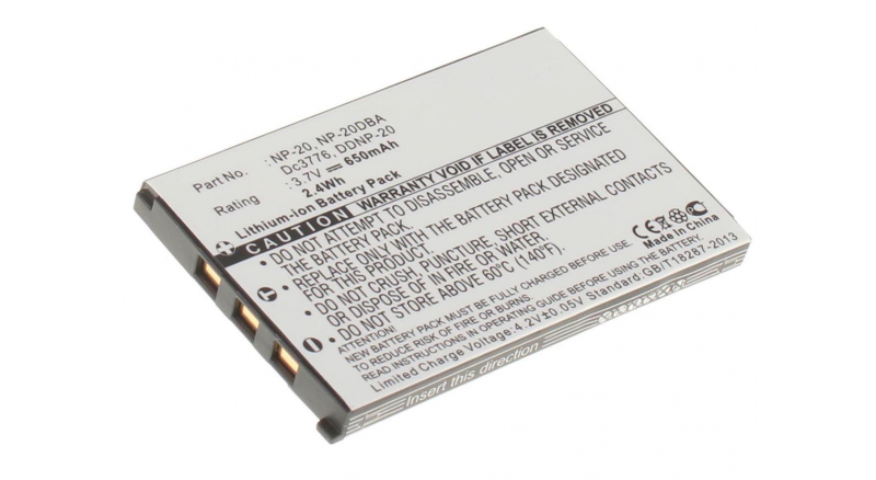 Аккумуляторная батарея NP-20DBA для фотоаппаратов и видеокамер Casio. Артикул iB-F138.Емкость (mAh): 650. Напряжение (V): 3,7