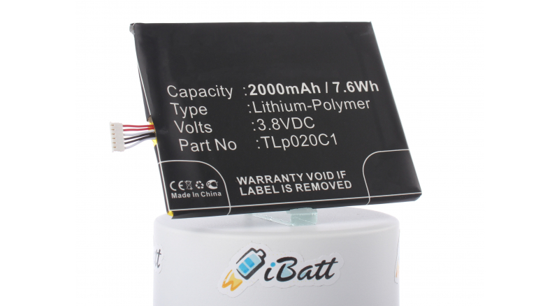 Аккумуляторная батарея iBatt iB-M735 для телефонов, смартфонов TCLЕмкость (mAh): 2000. Напряжение (V): 3,8