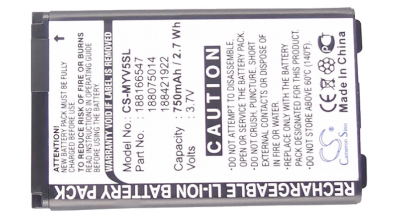 Аккумуляторная батарея 188421922 для телефонов, смартфонов Sagem. Артикул iB-M517.Емкость (mAh): 750. Напряжение (V): 3,7