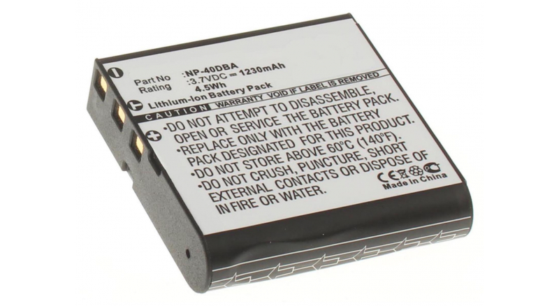 Аккумуляторная батарея NP-40DCA для фотоаппаратов и видеокамер Praktica. Артикул iB-F141.Емкость (mAh): 1230. Напряжение (V): 3,7
