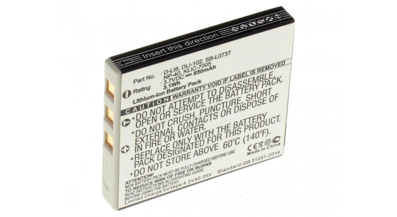 Аккумуляторная батарея NP-40 для фотоаппаратов и видеокамер Braun. Артикул iB-F391.Емкость (mAh): 850. Напряжение (V): 3,7