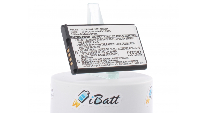 Аккумуляторная батарея iBatt iB-M438 для телефонов, смартфонов LGЕмкость (mAh): 800. Напряжение (V): 3,7
