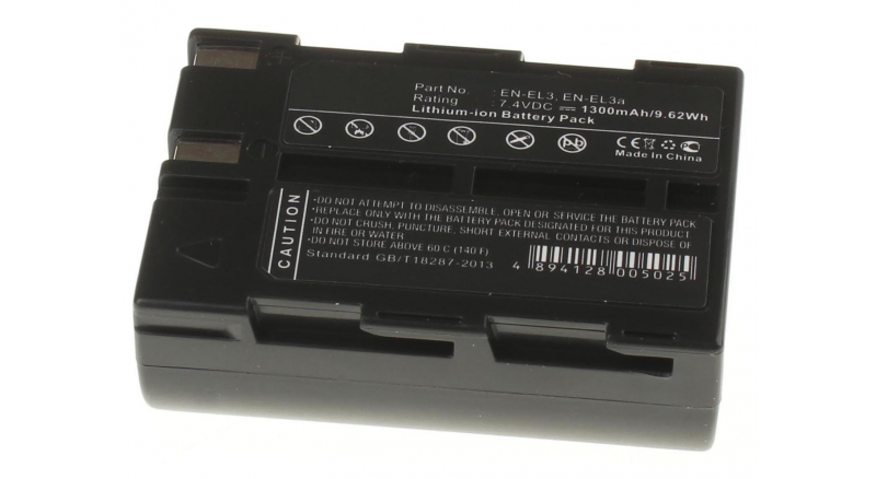 Аккумуляторная батарея EN-EL3a для фотоаппаратов и видеокамер Nikon. Артикул iB-F188.Емкость (mAh): 1300. Напряжение (V): 7,4