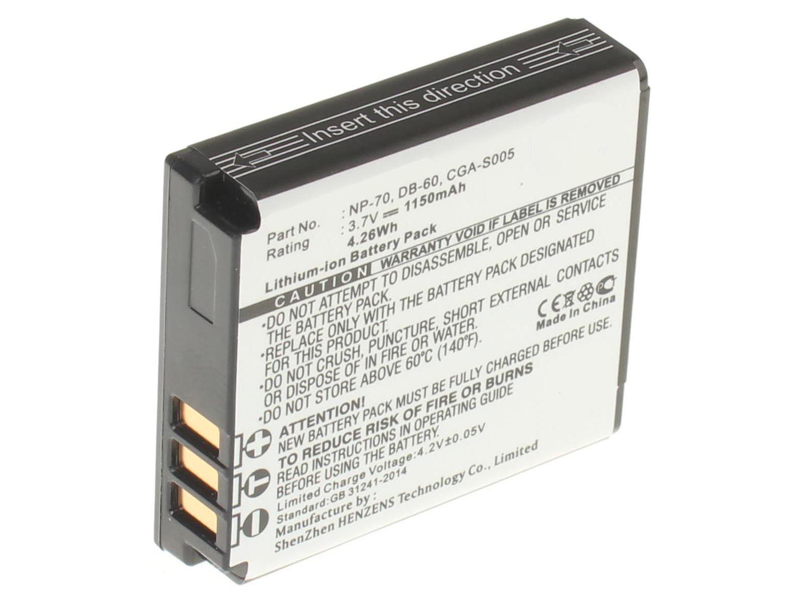 Аккумуляторная батарея CGA-S005E/1B для фотоаппаратов и видеокамер Ricoh. Артикул iB-F148.Емкость (mAh): 1150. Напряжение (V): 3,7